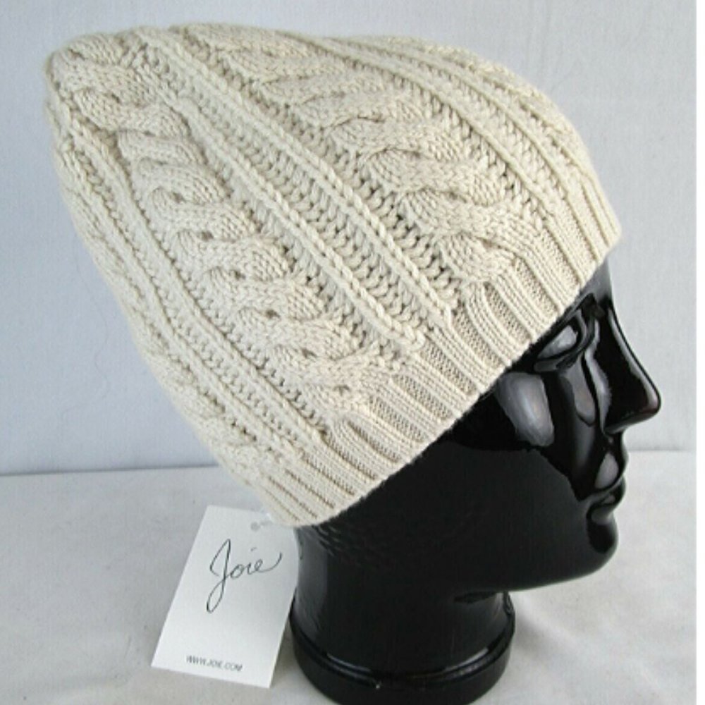 Joie Wool Cashmere Cream Knit Beanie New with Tags